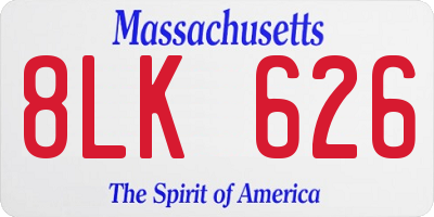 MA license plate 8LK626