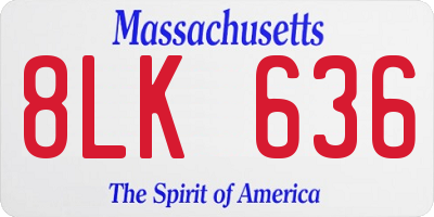 MA license plate 8LK636