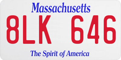 MA license plate 8LK646