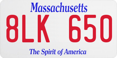 MA license plate 8LK650