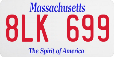 MA license plate 8LK699