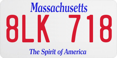 MA license plate 8LK718