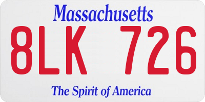 MA license plate 8LK726