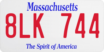 MA license plate 8LK744