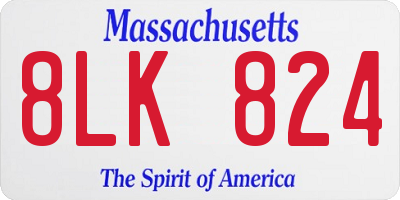 MA license plate 8LK824