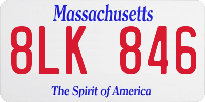 MA license plate 8LK846