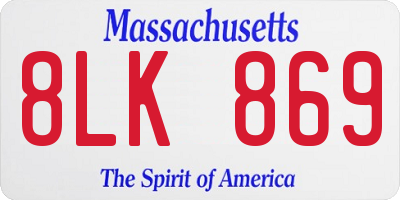 MA license plate 8LK869