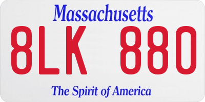 MA license plate 8LK880