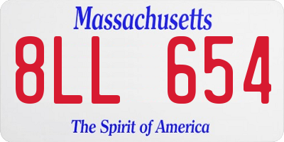 MA license plate 8LL654