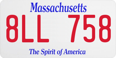 MA license plate 8LL758