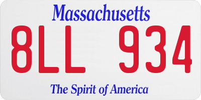 MA license plate 8LL934