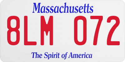 MA license plate 8LM072