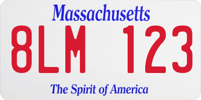 MA license plate 8LM123