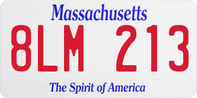 MA license plate 8LM213