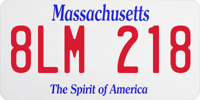 MA license plate 8LM218