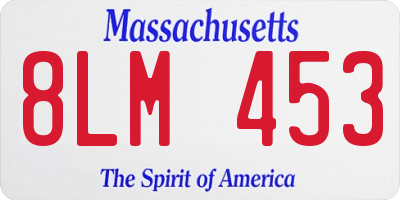MA license plate 8LM453