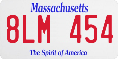 MA license plate 8LM454