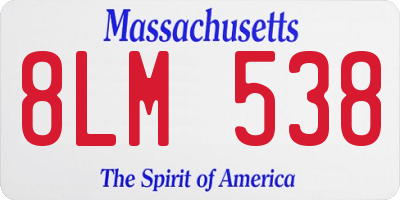 MA license plate 8LM538