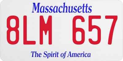 MA license plate 8LM657