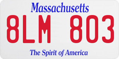 MA license plate 8LM803