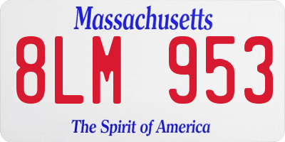 MA license plate 8LM953