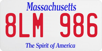 MA license plate 8LM986