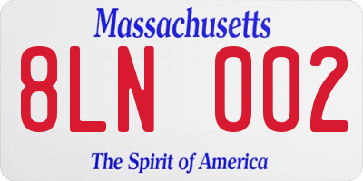 MA license plate 8LN002