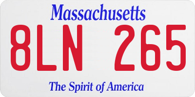 MA license plate 8LN265
