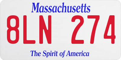 MA license plate 8LN274