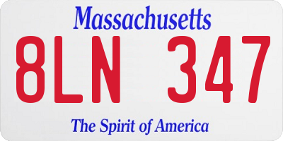 MA license plate 8LN347