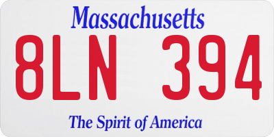 MA license plate 8LN394