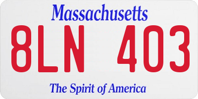 MA license plate 8LN403