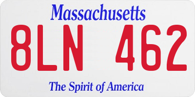 MA license plate 8LN462