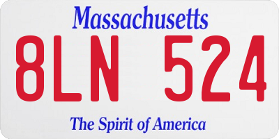MA license plate 8LN524