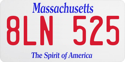 MA license plate 8LN525