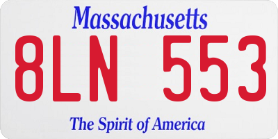 MA license plate 8LN553