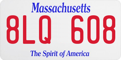 MA license plate 8LQ608