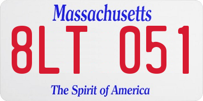 MA license plate 8LT051