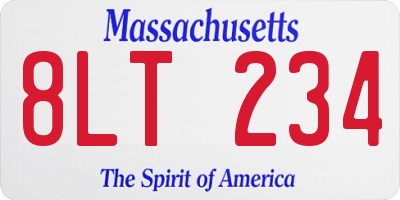 MA license plate 8LT234