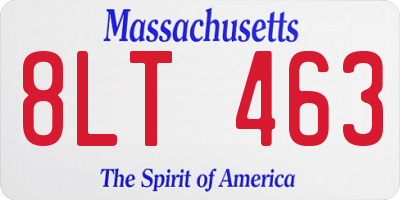MA license plate 8LT463
