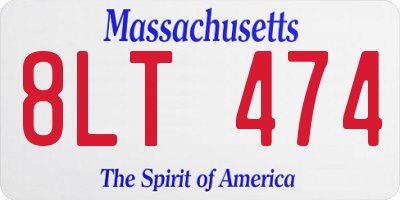 MA license plate 8LT474