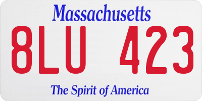 MA license plate 8LU423