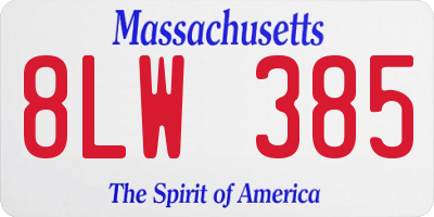MA license plate 8LW385