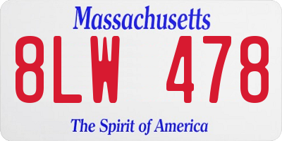 MA license plate 8LW478