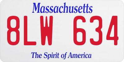 MA license plate 8LW634
