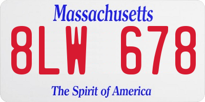MA license plate 8LW678