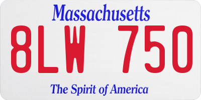 MA license plate 8LW750