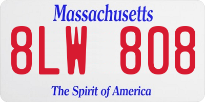 MA license plate 8LW808
