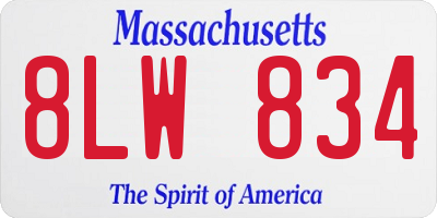 MA license plate 8LW834