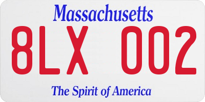 MA license plate 8LX002